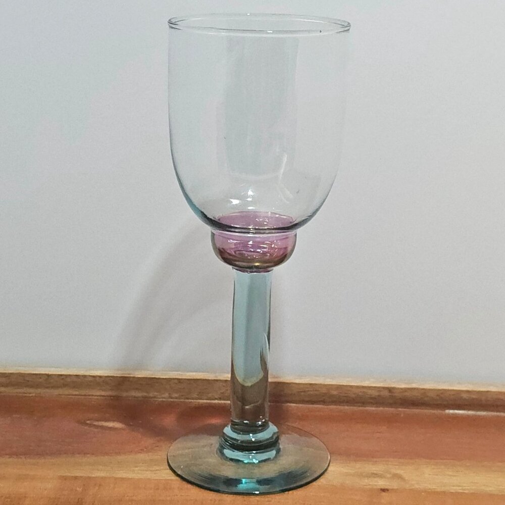 Pfaltzgraff Juniper Wine Glass 8.5" teal cranberry goblet glass 12oz - Picture 6 of 6